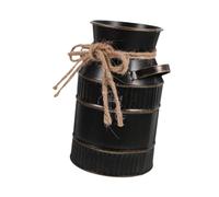 perfk Vase à Fleurs en métal campagnard Chic et rétro, bohème Antique, avec poignée, Pot à Lait, Vase à Fleurs, Seau pour Salon de Campagne, Noir