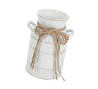perfk Vase à Fleurs en métal campagnard Chic et rétro, bohème Antique, avec poignée, Pot à Lait, Vase à Fleurs, Seau pour Salon de Campagne, Blanc