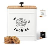 PERFNIQUE Bocal à biscuits de 3,5 l avec couvercle hermétique avec couvercle en bambou, jolis bocaux à biscuits pour comptoir de cuisine, récipient de stockage alimentaire pour bonbons, biscuits