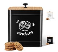 PERFNIQUE Bocal à biscuits de 3,5 l avec couvercle hermétique avec couvercle en bambou, jolis bocaux à biscuits pour comptoir de cuisine, récipient de stockage alimentaire pour bonbons, biscuits