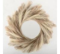 Perfnique Couronne d'herbe de la Pampa Artificielle pour Porte d'entrée, Couronne d'herbe de la Pampa Artificielle pour Toutes Les Saisons, décoration Murale bohème, Guirlande d'herbe de la Pampa de