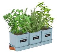 PERFNIQUE Ensemble de Pots de Fleurs d'intérieur avec Plateau, Pots de Fleurs d'intérieur de Ferme, Rebord de fenêtre, Jardin d'herbes aromatiques avec Drainage (Pot de Fleurs Uniquement) pour