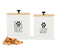 PERFNIQUE Lot de 2 boîtes à friandises pour chien avec couvercle hermétique, pot à biscuits pour comptoir de cuisine, boîte à friandises pour animaux de compagnie, boîte à friandises pour chien, 20 x