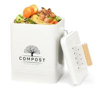 Perfnique Poubelle à compost de cuisine de 6 L avec couvercle, bac à compost d'intérieur avec 2 filtres à charbon, petit seau à compost, poubelle à déchets alimentaires pour cuisine avec sacs poubelle
