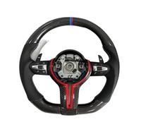 Perforated Leather & Carbon Fiber Red Frame White Stitching Steering Wheel Assembly Compatible For BMW F10 F20 F30 F32 F36 F80 F82 M3(5 Series)