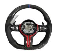Perforated Leather & Carbon Fiber Red Frame White Stitching Steering Wheel Assembly Compatible For BMW F10 F20 F30 F32 F36 F80 F82 M3(3 Series)