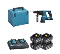 Perforateur burineur SDS-Plus 2x18V DHR264ZJ + 4 batteries BL1860B 18V 6 Ah + 1 chargeur rapide double DC18RD MAKITA