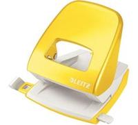 Leitz - Perforateur, 30 Feuilles, Réglette de Guidage avec Marquages des Formats, Métal, Emballage Boîte, pour Maison Bureau École, Jaune WOW, 50081016