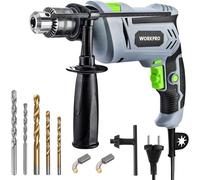 Perforateur Visseuse Electrique 850W WORKPRO, Perceuse à Percussion Filaire de Perceuse 3000 tr/min, Marteau et Perceuse 2 en 1 avec Poignée Rotative à 360°, 3 Forets Hélicoïdaux et 2 Forets à Béton