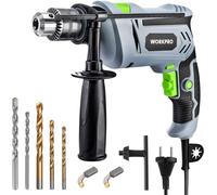 WORKPRO Perforateur Visseuse Electrique 850W, Perceuse à Percussion Filaire de Perceuse 3000 tr/min, Marteau et Perceuse 2 en 1 avec Poignée Rotative à 360°, 3 Forets Hélicoïdaux et 2 Forets à Béton