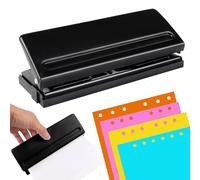 Perforatrice 6 Trous,Perforateur Agenda 6 Trous Réglable,Hole Punch Binder Puncher Perforateur Métal,pour Documente Diameter,Différents Types de Planners,Agendas ou Cahiers pour Scrapbookin (Noir)