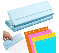 Perforatrice 6 Trous,Perforateur Agenda 6 Trous Réglable,Hole Punch Binder Puncher Perforateur Métal,pour Documente Diameter,Différents Types de Planners,Agendas ou Cahiers pour Scrapbookin (Bleu)