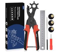 Perforatrice Cuir [Ensemble Parfait] Diyife Poinçon À Ceinture Professional, Avec 2 Plaques De Perforation Supplémentaires Et 1 Règle,6 Tailles - Rouge