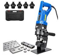 Perforatrice hydraulique électrique 1400W 10T,avec 5matrices de poinçonnage | Plaque de fer/acier ≤6 mm, plaque de cuivre/aluminium ≤8 mm, for perforation des étagères, supports