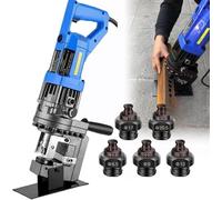 Perforatrice Hydraulique électrique, Outil de poinçonnage for trous métalliques avec 5 matrices Φ1/4"-4 for acier, fer, aluminium, cuivre(Anglesteel,110V)