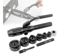 Perforatrice Hydraulique Electrique, Poinçonneuse hydraulique avec 6 matrices, outil complet for trous, kit d'outils for perforatrice de tôle de 1/2 à 2 pouces(8C)