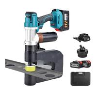 Perforatrice hydraulique sans fil avec 2 batteries, profondeur de perçage 150 mm, robuste pour le métal, démarrage instantané, matrices 16/20/22/25/28/32 mm, perçage rapide(With 1 mold)