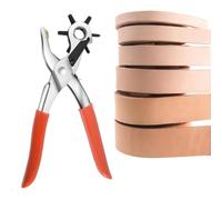 Perforatrice multifonction 2 à 4,5 mm - Pince à œillets pour chaussures en cuir, ceinture, carte - 6 tailles de large - Bande en cuir de vachette naturel