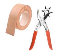 Perforatrice multifonction 2 à 4,5 mm - Pince à œillets pour chaussures en cuir, ceinture, carte - Bande de cuir de vache naturel de 3,9 mm de large