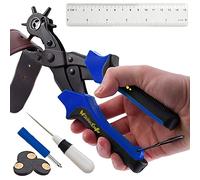 Perforatrice pour cuir et ceinture - Perforatrice facile à percer des trous ronds parfaits - Règle et poinçon pour cuir - Outil de poinçonnage pour bracelet de montre ou de sac, tissu, œillets