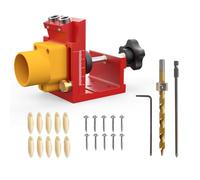 Perforatrice réglable pour le travail du bois avec tête d'aspiration pour perçage de précision, foret de 9,5 mm, mesures à double échelle en métrique et en pouces, compatible avec tournevis électrique