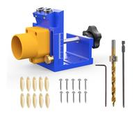 Perforatrice réglable pour le travail du bois avec tête d'aspiration pour perçage de précision, foret de 9,5 mm, mesures à double échelle en métrique et en pouces, compatible avec différentes