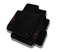 PERFORMANCE Tapis de sol personnalisés en velours tapis voiture destiné à Audi A4 B7 2004-2008 convient aussi à S4 B7 et RS4 B7 - Standard, Perforé, rouge-gris -Broderie CNC précise, passepoil perforé