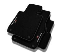 PERFORMANCE Tapis de sol personnalisés en velours tapis voiture destiné à Tesla Model 3 depuis 2017 avec tapis de coffre avant - Premium, Perforé, blanc et rouge -Broderie CNC précise, passepoil perfo