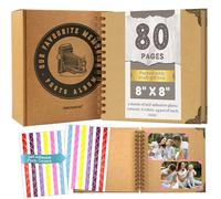 Performore Album photo kraft à couverture rigide de 20,3 x 20,3 cm avec 80 pages pour collection de photos, livre d'or, anniversaire de mariage, cadeau de remise de diplôme