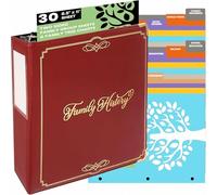 Performore Classeur d'histoire familiale, classeur à anneaux généalogiques de 7,6 cm comprenant 30 grandes feuilles de groupe familial double face, papier imprimé de 21,6 x 27,9 cm avec graphiques