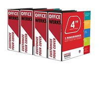 Performore Lot de 4 classeurs professionnels à 3 anneaux, angle D de 10,2 cm, dossiers de présentation pour pages standard de 21,6 x 27,9 cm avec poches, reliure noire transparente