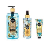 PERFUME JEWELS Coffret Cadeau Blue Moon pour Femme avec Gel Douche 750 ml, Spray pour le Corps 250 ml et Lotion pour les Mains et le Corps 50 ml - Lot de 3 Soins Longue Durée