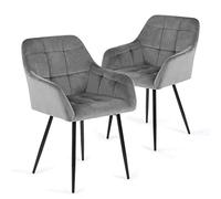 Perfur Casa Chaise Cuisine Lot De 2 Modernes Rembourrées en Velours Antique avec Dossiers, Chaises Confortables pour Chambre,Salon (Gris, 2)