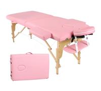 Perfur Casa Table de Massage Pliable - 2-Zones Bois Table Massage Mobile pour Tatouage et Physiothérapie (Rose)