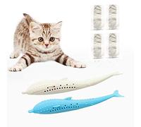 Perfuw Jouet en forme de poisson pour chat Brosse à dents auto-nettoyante Jouet en silicone Jouets interactifs à mâcher Jouet pour chat ou chaton