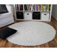 Pergamon - Aloha - Tapis Shaggy à poils longs rond - Blanc - 150 cm