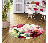 Pergamon Brilliant - Tapis de Designer Rond - Motif de Fleurs Roses - 3 Tailles Disponibles