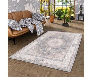 Pergamon Finesse - Tapis de Design Vintage - Orient Beige Gris Médaillon - 6 Tailles