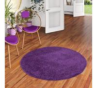 Pergamon Fluffy - Tapis Shaggy à Poils Longs - Violet - Rond - 3 Tailles