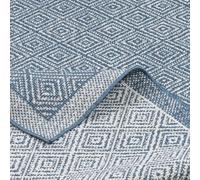 Pergamon Hampton - Tapis Plat d'intérieur/extérieur - Double-Face - Bleu chiné - 5 Tailles Disponibles