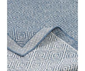 Pergamon Hampton - Tapis Plat d'intérieur/extérieur - Double-Face - Bleu chiné - 5 Tailles Disponibles
