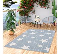 Pergamon Marbella - Tapis Plat tissé intérieur/extérieur - Étoiles Bleu - 5 Tailles