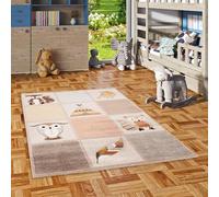 Pergamon Maui Kids - Tapis pour Enfant - Les Animaux de la forêt Beige Marron - 5 Tailles