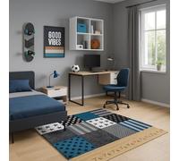 Pergamon Maui Kids - Tapis pour Enfant - Motif étoiles Gris Turquoise - 5 Tailles Disponibles