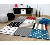 Pergamon Maui Kids - Tapis pour Enfant - Motif étoiles Rouge Bleu - 5 Tailles Disponibles