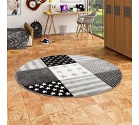 Pergamon Maui Kids - Tapis pour Enfant Rond - Motif étoiles Gris - 3 Tailles Disponibles