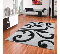 Pergamon Maui - Tapis de Designer - Motif Baroque - Gris Noir - 4 Tailles Disponibles