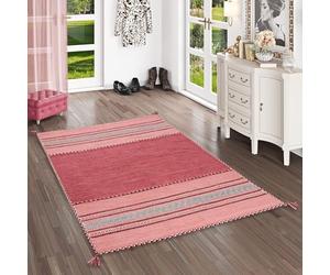 Pergamon Navarro - Tapis Kilim Naturel - Rose - 6 Tailles Disponibles