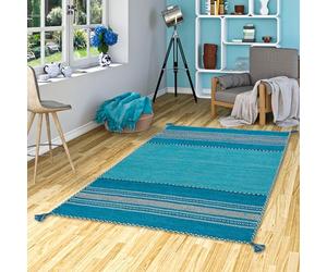 Pergamon Navarro - Tapis Kilim Naturel - Turquoise - 6 Tailles Disponibles