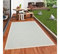 Pergamon Ottawa - Tapis Plat tissé intérieur/extérieur - Bordure Beige Turquoise - 5 Tailles